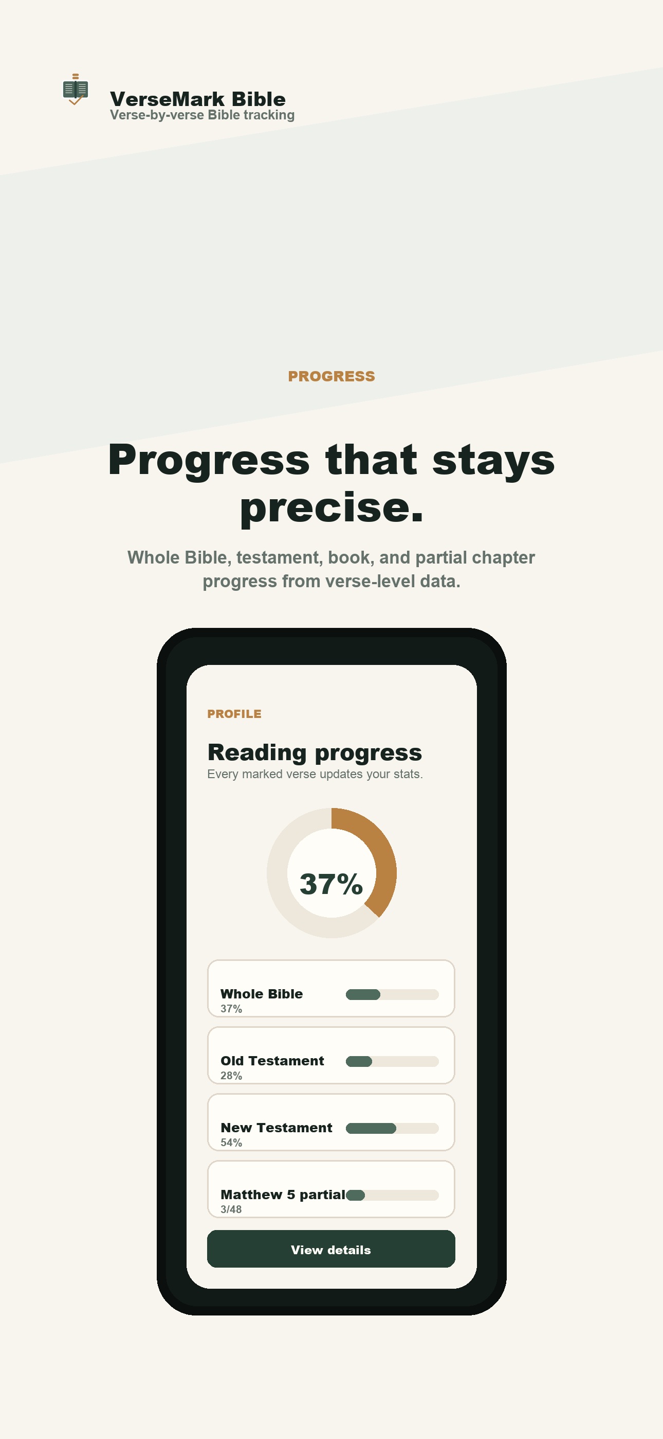 Reading progress in VerseMark Bible